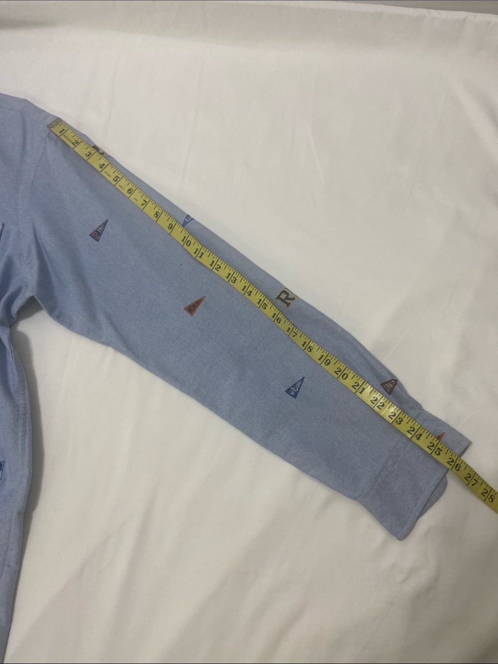 Ralph Lauren Light Blue ButtonDown Oxford Shirt with Embroidered Pennants.Size-L - Picture 10 of 14